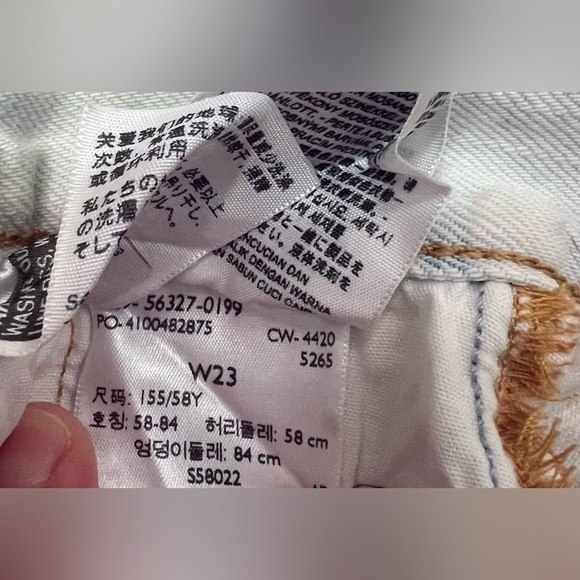 Levi's 501 Original Hi Rise Distressed Acid Denim Shorts Size 23 Excellent Cond - Picture 4 of 5